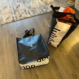 NEW Black / White Lululemon Athletica Reusable Tote Canvas Bag - Large